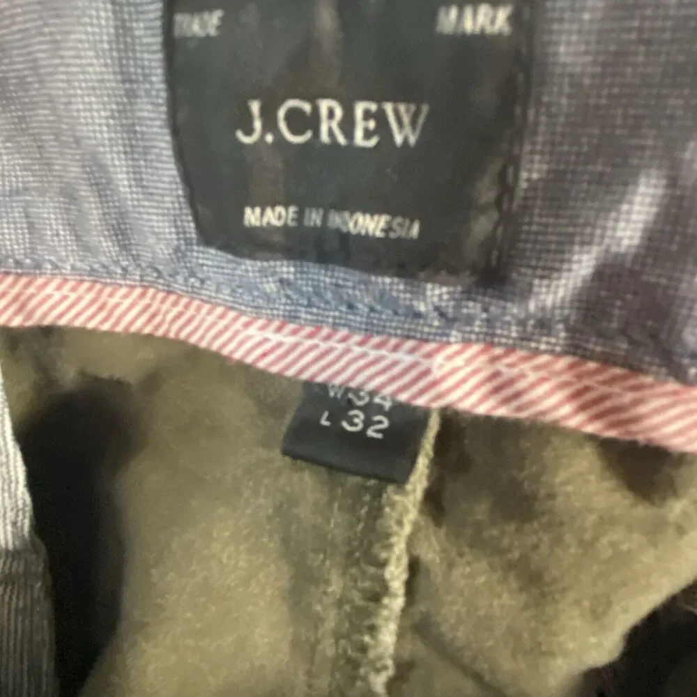 J. Crew 770 Straight Fit Stretch Chino Pants Men's 35x31 Green Casual Preppy